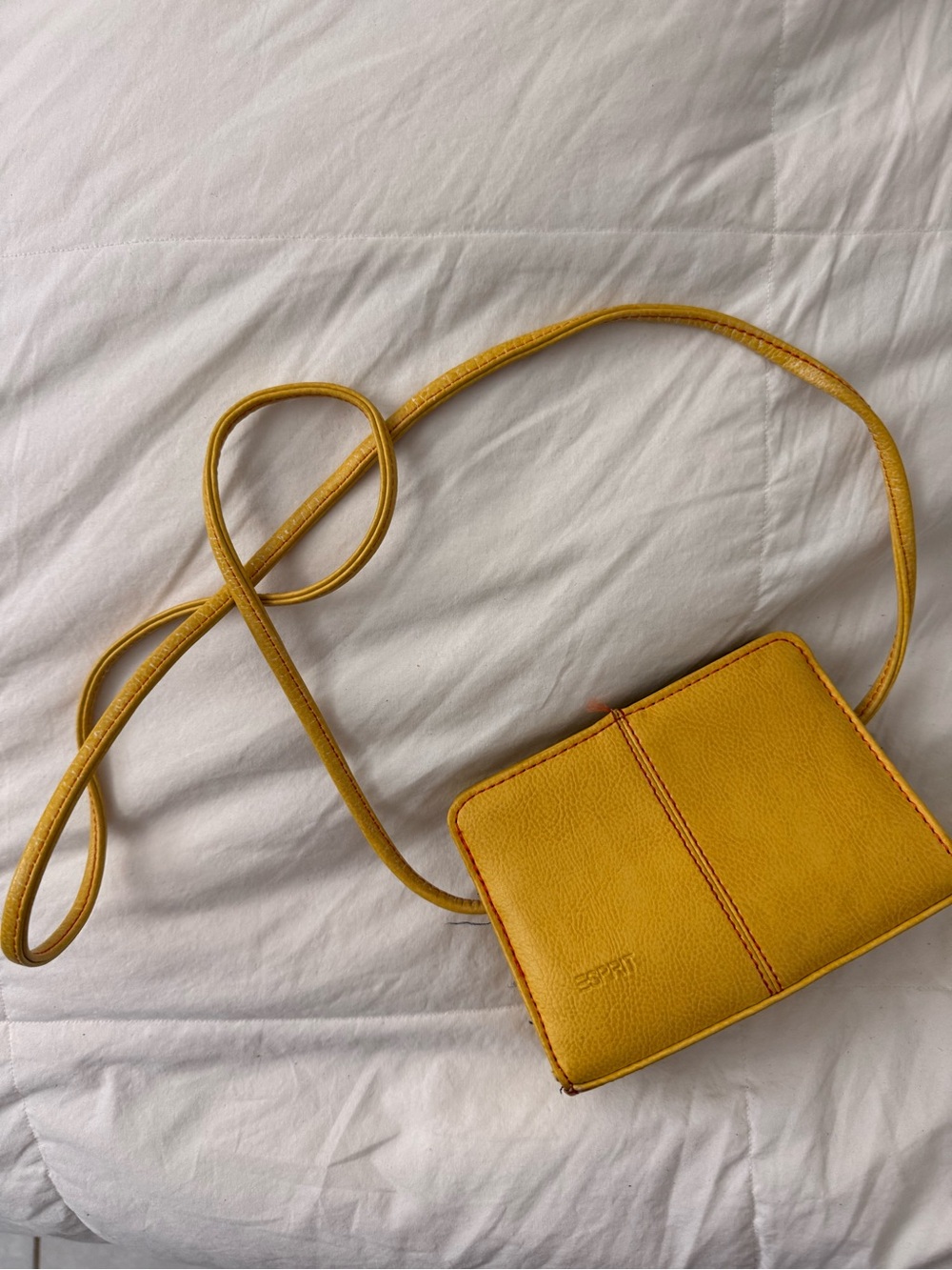 Esprit Bright Yellow Crossbody Bag - Slim Pebbled Shoulder Purse